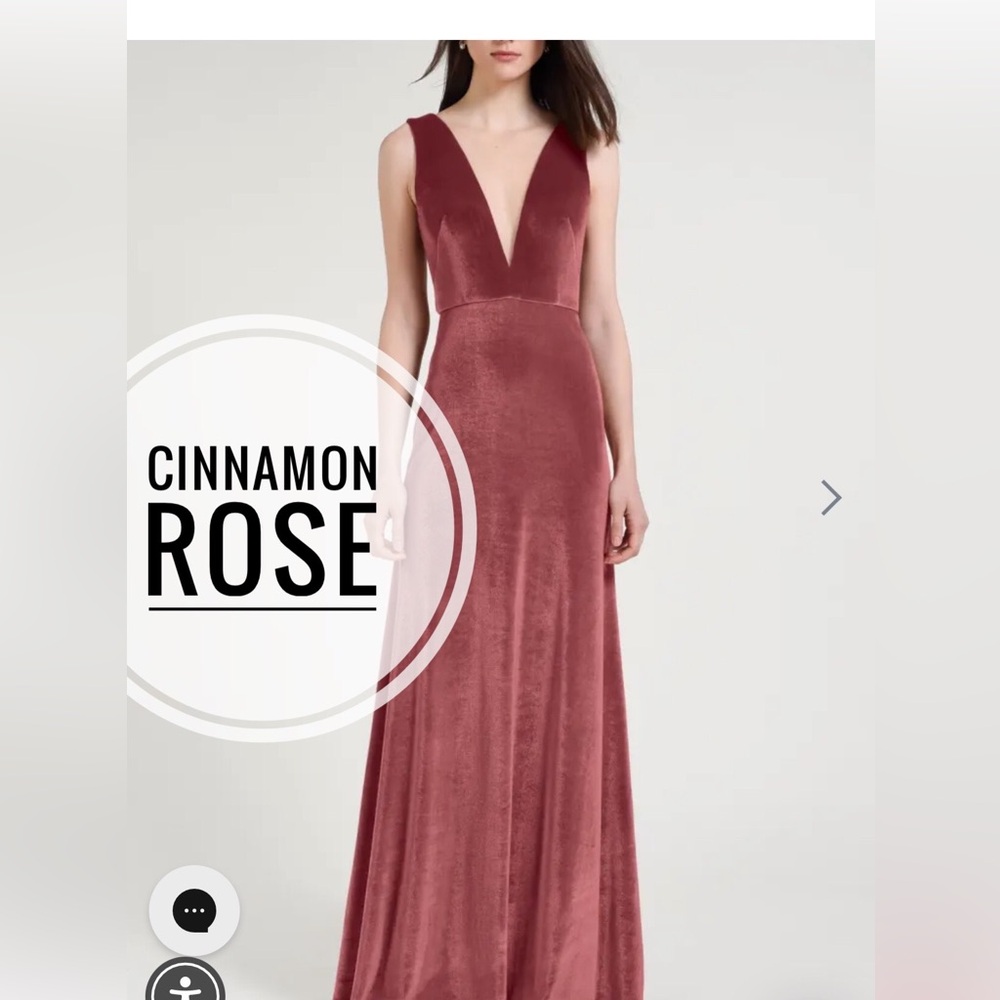 Jenny Yoo Cinnamon Rose Velvet Deep V Maxi Dress